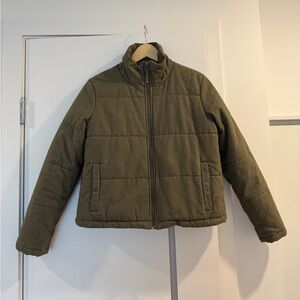NWOT Sunday Best Army Green Quilted Puffer Jacket